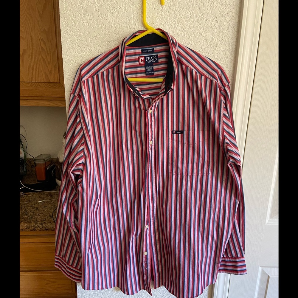 Chaps mens xxlarge red white blue button up shirt
